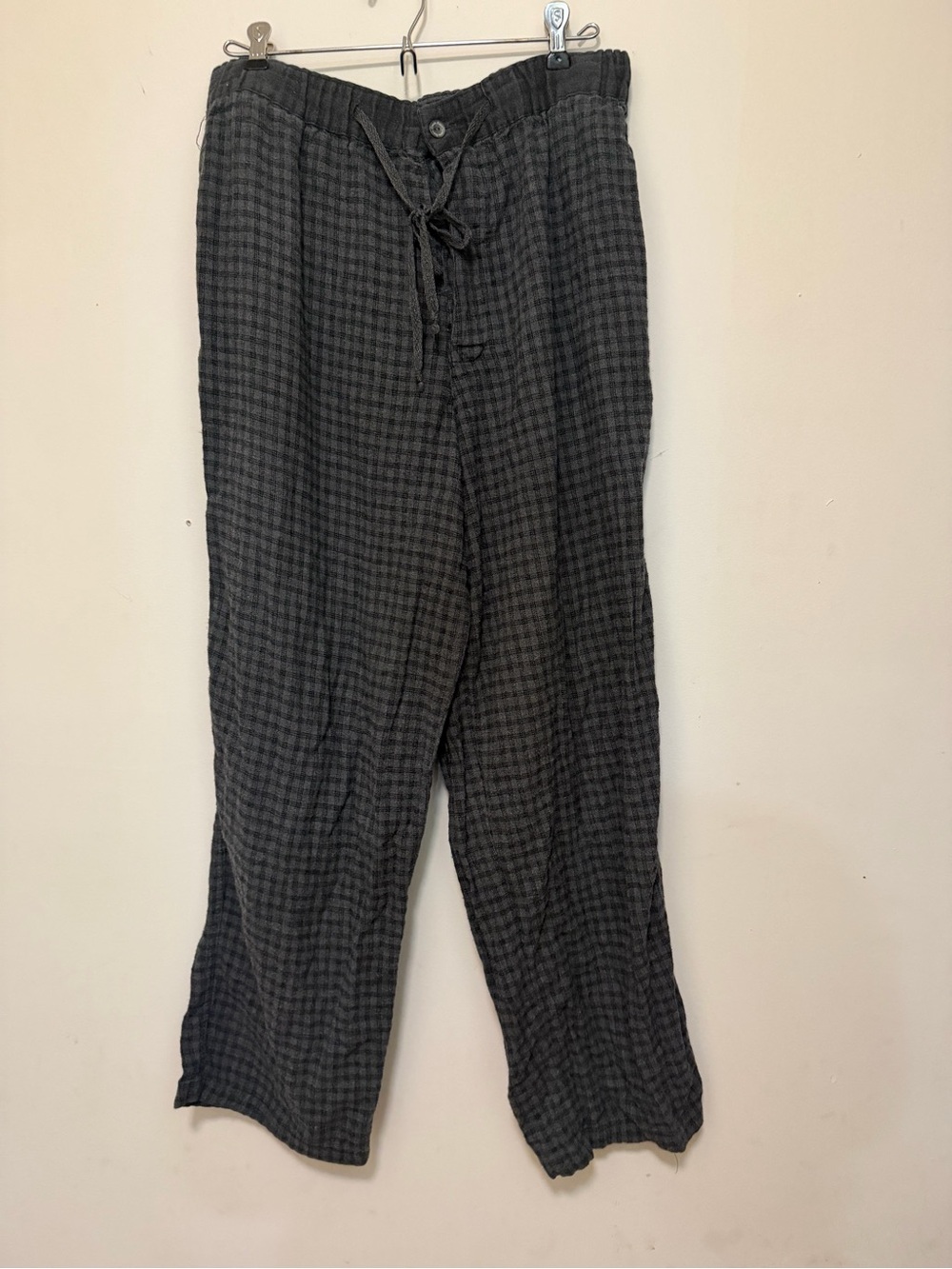 Calvin Klein Black Gray Checked Drawstring Joggers